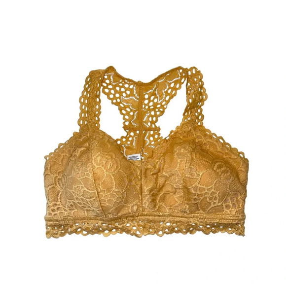 Maurices Yellow Eyelet Lace Racerback Pullover Padded Bralette Small Women’s - Picture 1 of 7